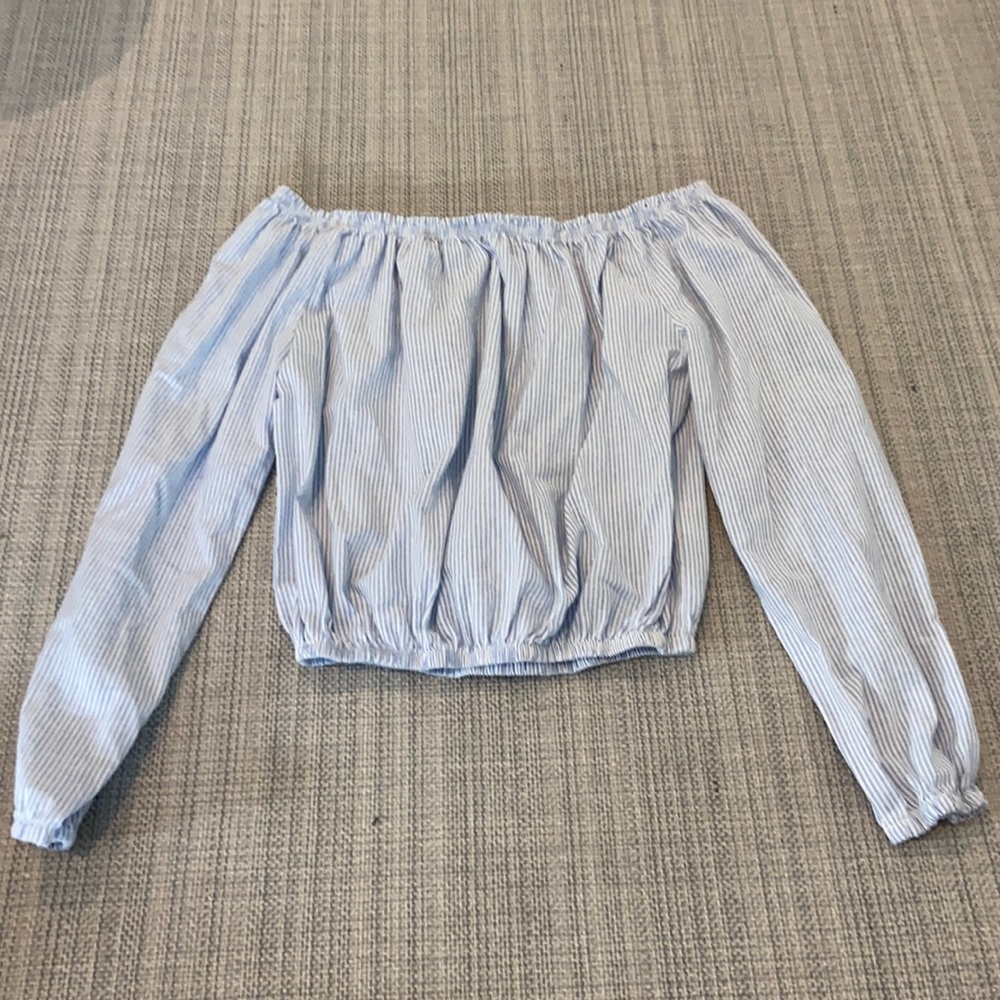 Brandy Melville Blue and White Stripe Long Sleeve